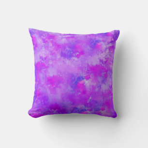 Violet abstract water colour strokes painting cushion
