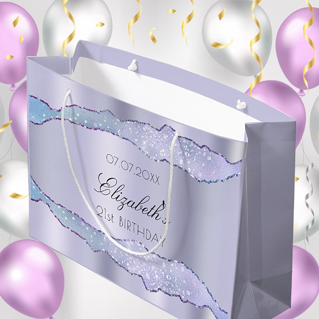 Violet agate name elegant birthday party large gift bag (Creator Uploaded)