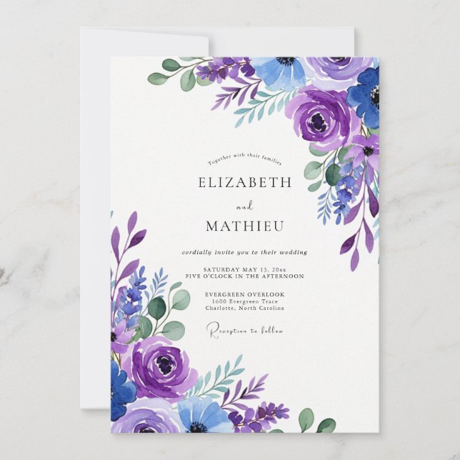 Violet Alluring Spring Wedding Invitation (Front)