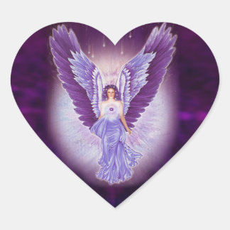 Violet Amethyst Angel Heart Stickers