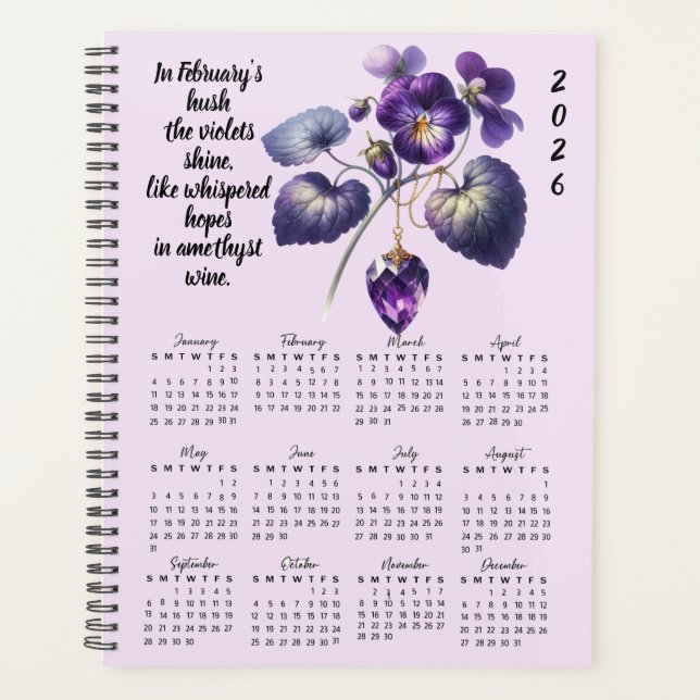 Violet & Amethyst February Verse – 2026 Full-Year  Planner (Front)