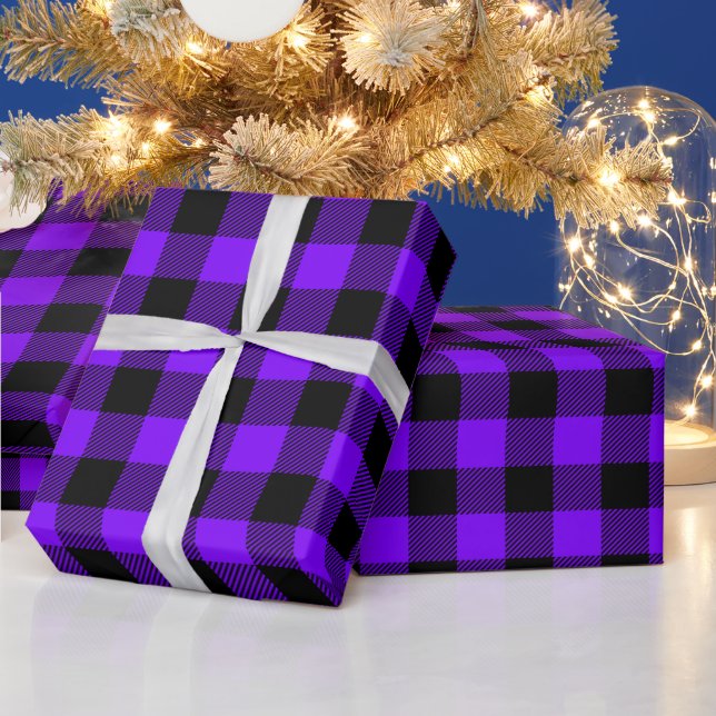 Violet and Black Buffalo Check Wrapping Paper (Holidays)