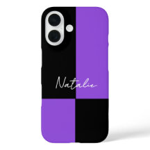 Violet and Black Colour Block Minimal Personalised