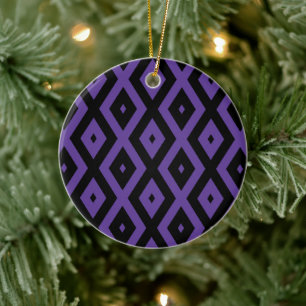 Violet and black diamond pattern ceramic ornament