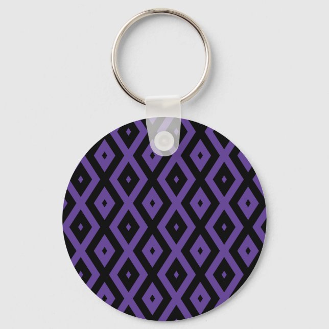 Violet and black diamond pattern key ring (Front)