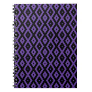 Violet and black diamond pattern notebook