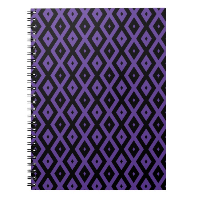 Violet and black diamond pattern notebook (Front)