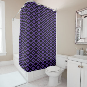 Violet and black diamond pattern shower curtain