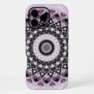 Violet and Black Geometric Mandala Pattern Design iPhone 16 Pro Max Case