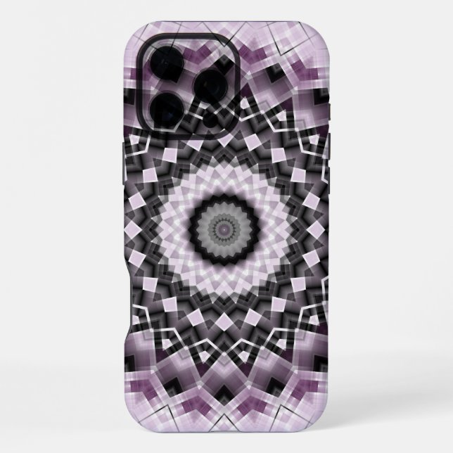 Violet and Black Geometric Mandala Pattern Design iPhone Case (Back)