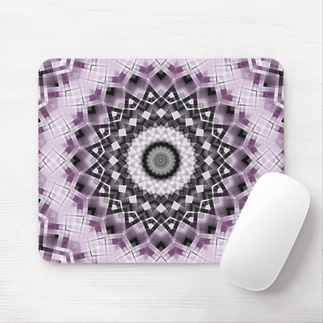 Violet and Black Geometric Mandala Pattern Design Mouse Pad (With Mouse)