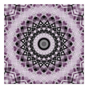 Violet and Black Geometric Mandala Pattern Design Poster