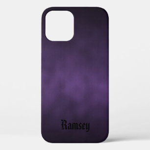 Violet and Black Goth Art with Your Name iPhone 12 Case