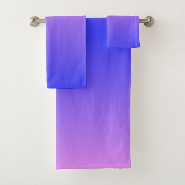 Violet and Blue Gradient Bath Towel Set (Insitu)