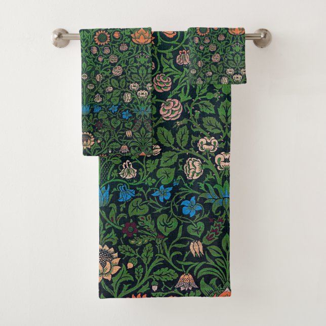Violet and Columbine, William Morris Bath Towel Set (Insitu)