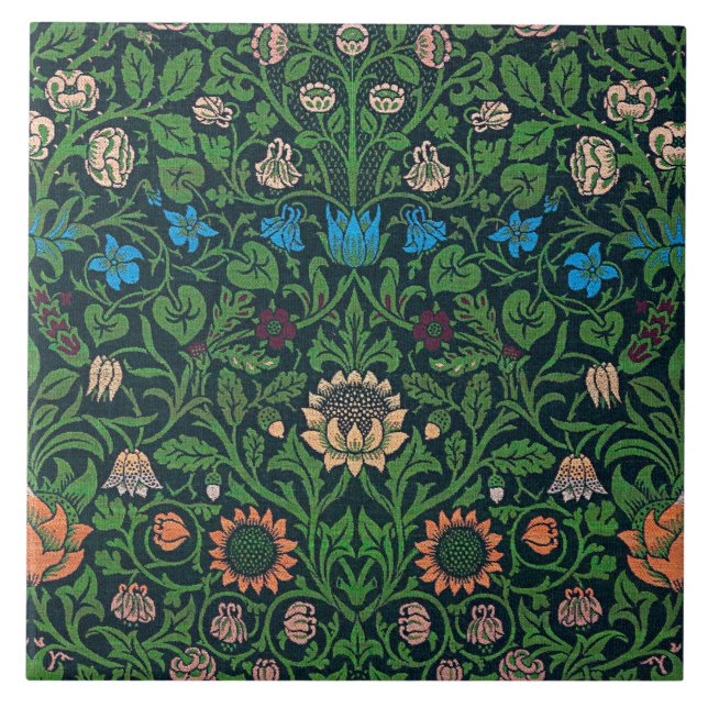 Violet and Columbine, William Morris Ceramic Tile (Front)