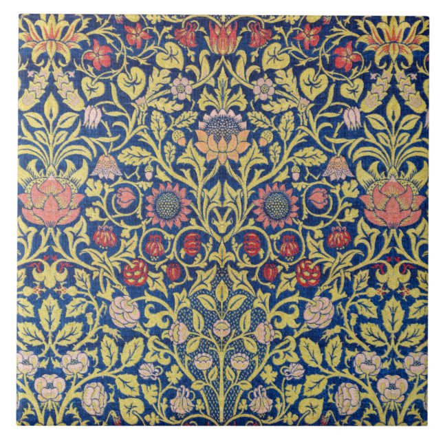 Violet and Columbine, William Morris Ceramic Tile (Front)