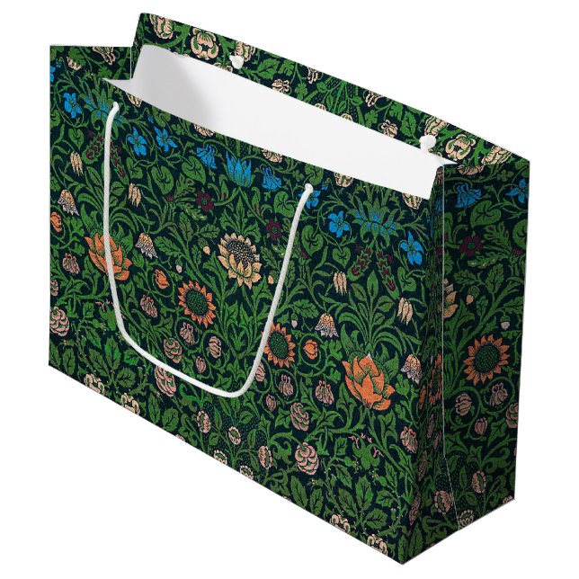 Violet and Columbine, William Morris Large Gift Bag (Front Angled)
