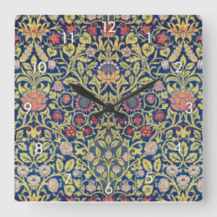 Violet and Columbine, William Morris Square Wall Clock