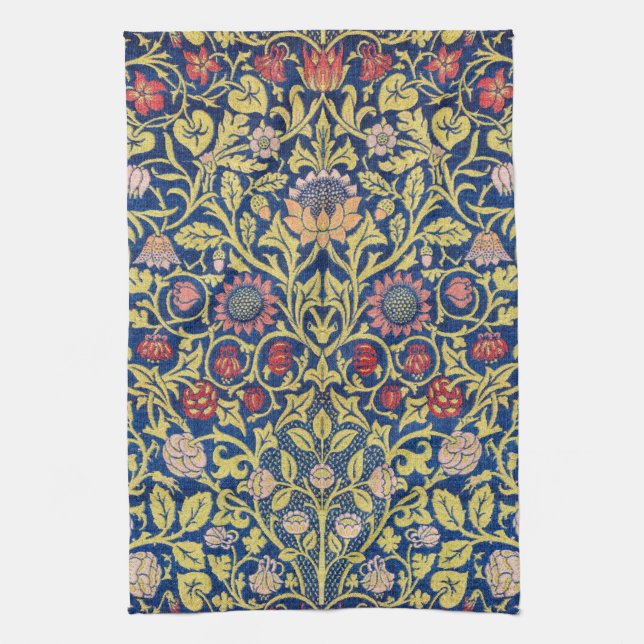 Violet and Columbine, William Morris Tea Towel (Vertical)