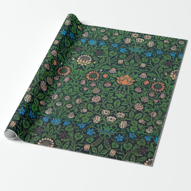 Violet and Columbine, William Morris Wrapping Paper (Unrolled)