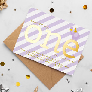 Violet and Faux Gold Foil Elephant Birthday Party 