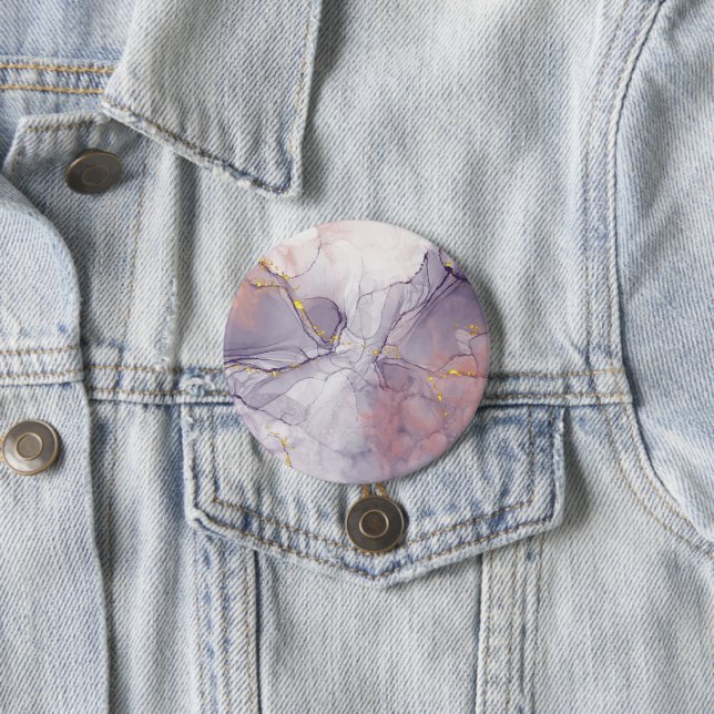 Violet and Gold Marble 7.5 Cm Round Badge (In Situ)