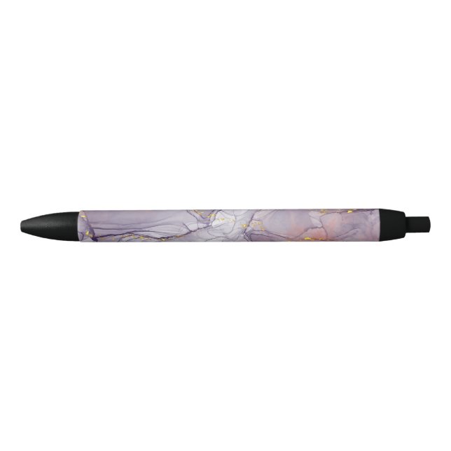 Violet and Gold Marble Black Ink Pen (Front)