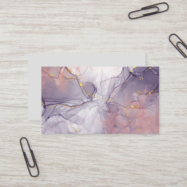 Violet and Gold Marble Business Card (Front/Back In Situ)