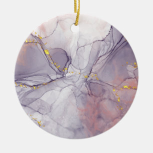 Violet and Gold Marble Ceramic Ornament