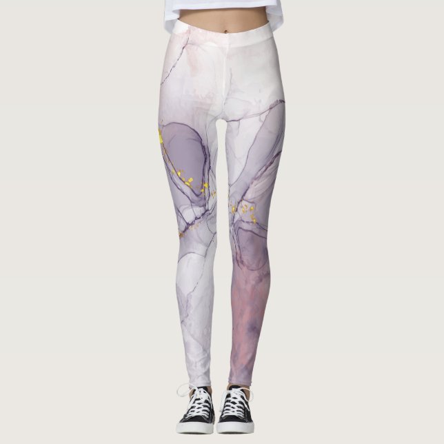 Violet and Gold Marble Leggings (Front)