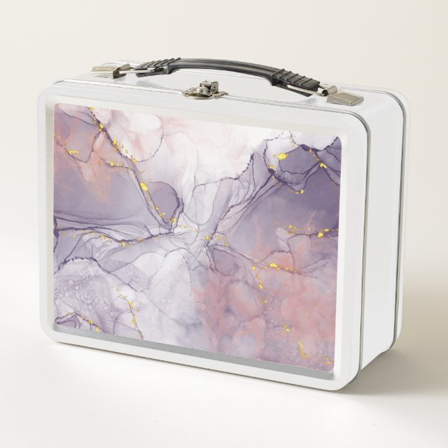 Violet and Gold Marble Metal Lunch Box (Front)