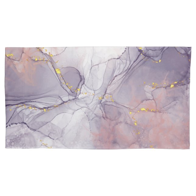 Violet and Gold Marble Pillowcase (Front)