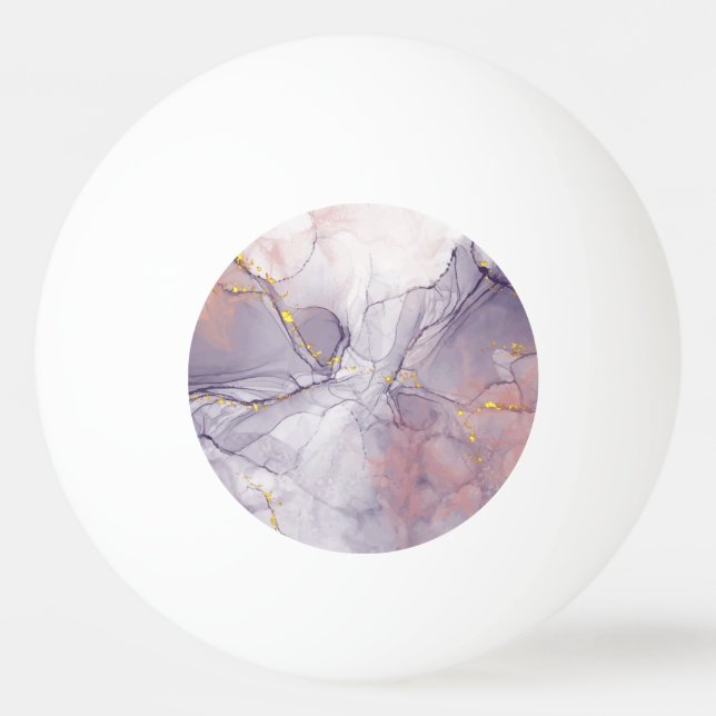 Violet and Gold Marble Ping Pong Ball (Front)