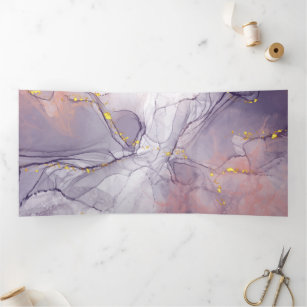 Violet and Gold Marble Tri-Fold Card