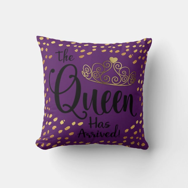 Violet and Gold Queen Tiara Decorator Pillow (Front)