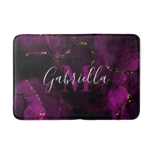 Violet and Golden Marble Bath Mat