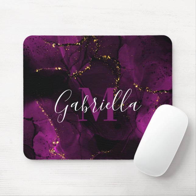 Violet and Golden Marble Mouse Pad (With Mouse)