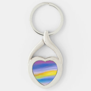 Violet and Golden Ray Abstract Key Ring