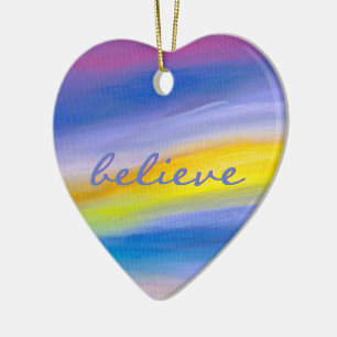 Violet and Golden Ray Modern Abstract Ceramic Ornament