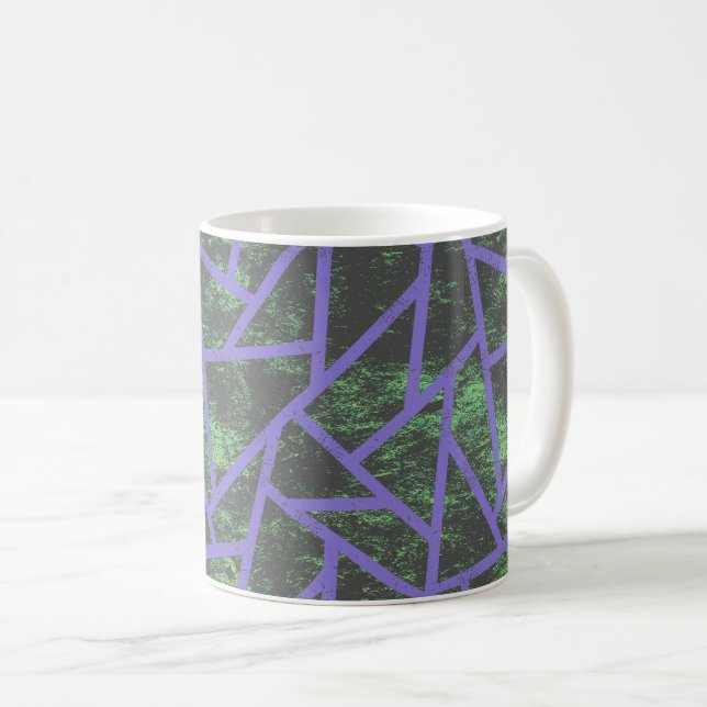 Violet and green mosaic pattern coffee mug (Front Right)