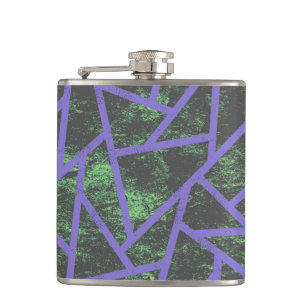 Violet and green mosaic pattern hip flask