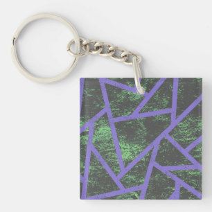 Violet and green mosaic pattern key ring