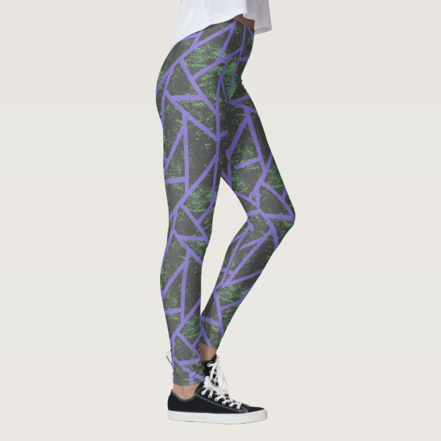 Violet and green mosaic pattern leggings (Right)