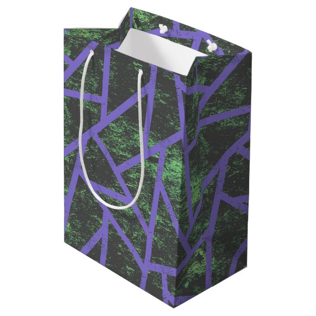 Violet and green mosaic pattern medium gift bag (Back Angled)