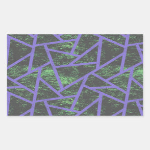 Violet and green mosaic pattern rectangular sticker