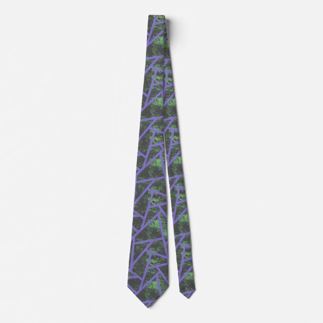 Violet and green mosaic pattern tie (Front)