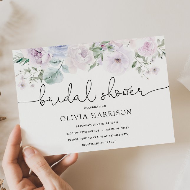 Violet and Greenery Bridal Shower Invitation (Creator Uploaded)