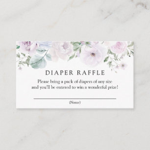 Violet and Lavender Floral Diaper Raffle Enclosure Card