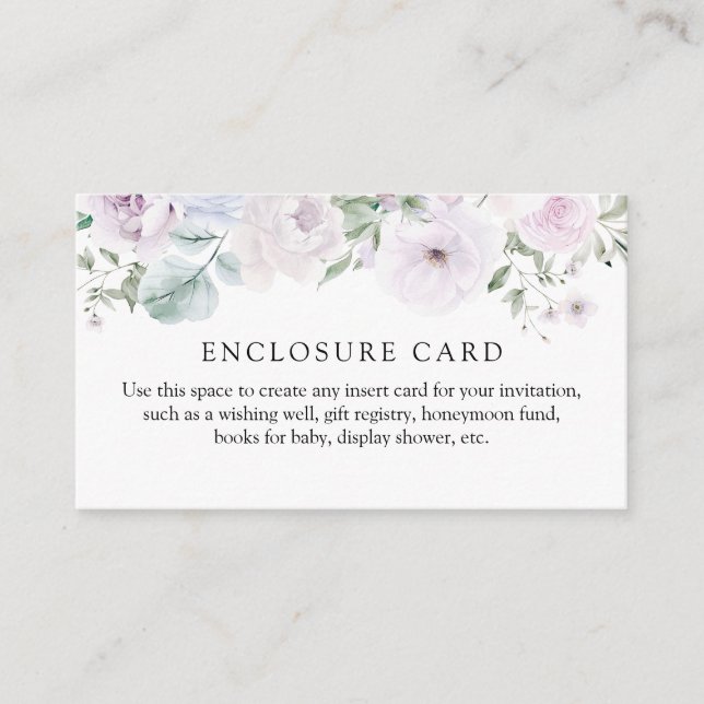 Violet and Lavender Floral Shower Enclosure Card (Front)